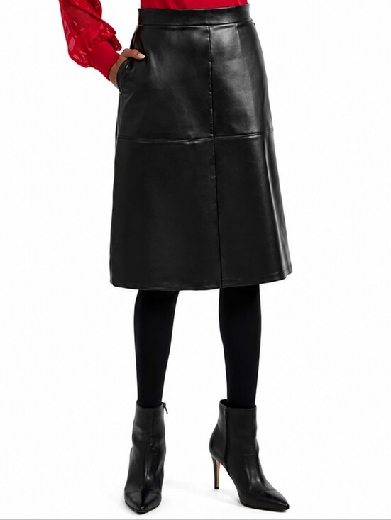 Mexx Dresses & Skirts - Mexx | Black Faux Leather A-Line Skirt, Size L